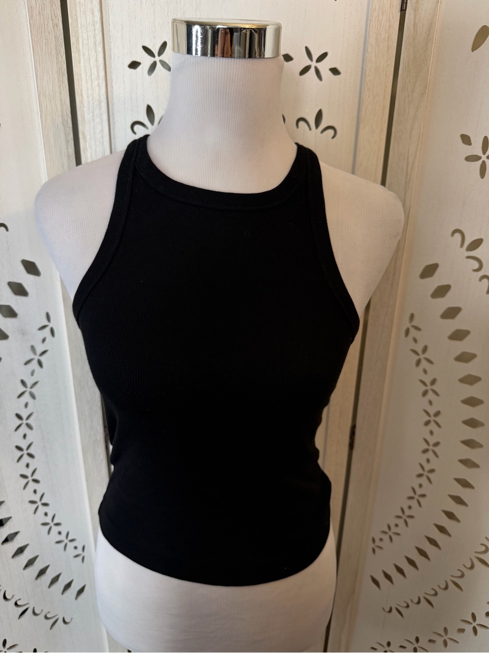 Forever 21 Black Ribbed High Neck Tank Top